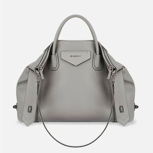 NWT Givenchy Antigona Medium Soft Leather Top Handles Tote In Stone Grey
